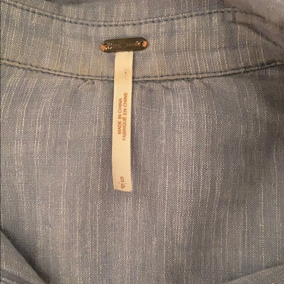 Free People denim button down with crochet back - Picture 3 of 4
